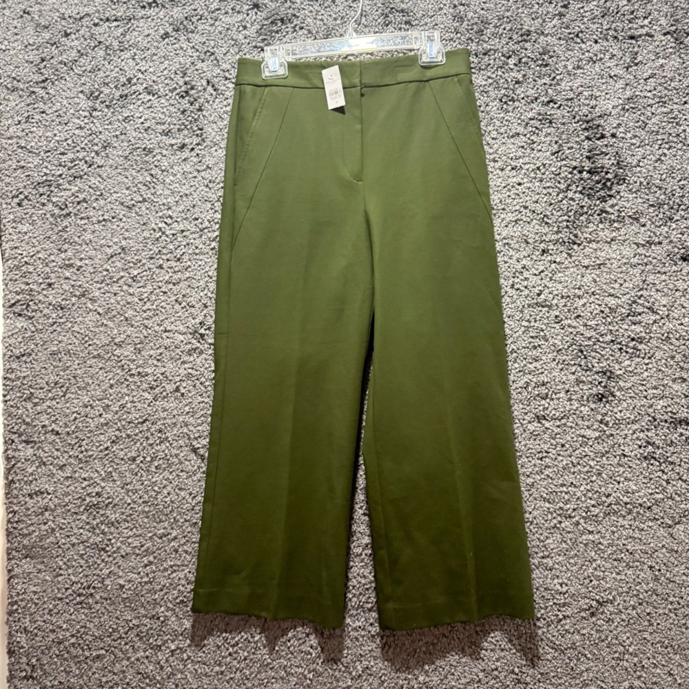 NWT Ann Taylor Factory Wide Leg Pants Womens 4 Green High Rise Ankle Trousers - Picture 2 of 8